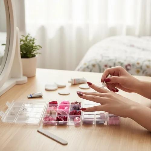 Unhas Postiças Tons Rosa Lisa  144 Peças - SABRINA SATO