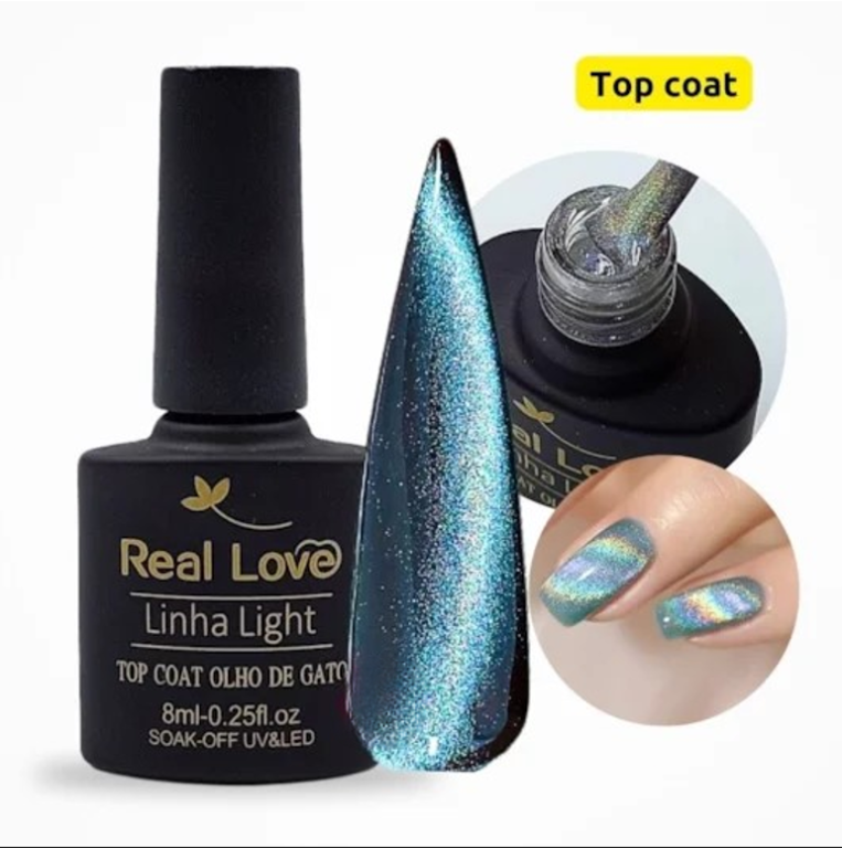 Top Coat Olho De Gato Linha Light 8ml - REAL LOVE