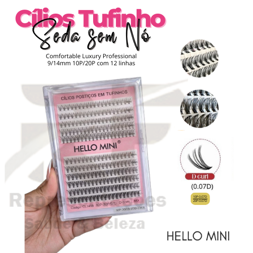 Cilios Tufinho Seda Box Mix 12 Linhas 9/14mm10/20P - HELLO MINI