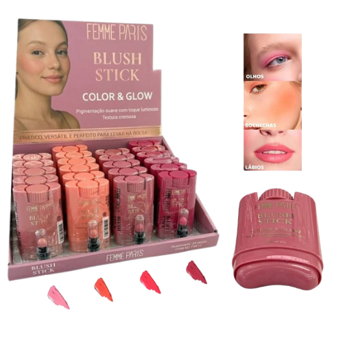 Blush Stick Cremosa Color & Glow 22g - FEMME PARIS