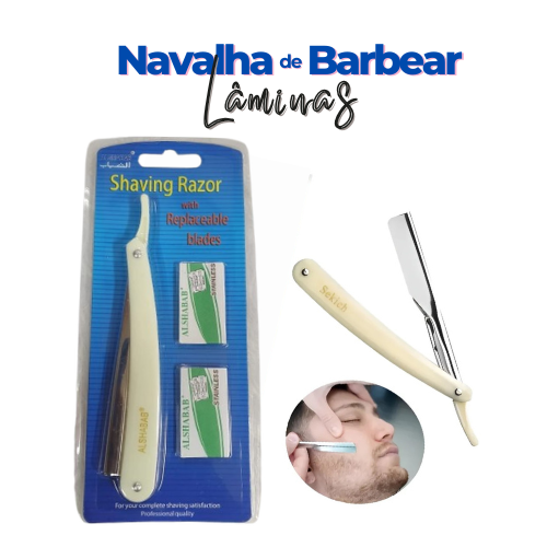 Kit Navalha para Barbeiro Profissional c/ Laminas