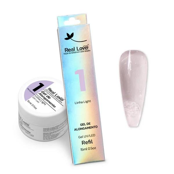 Gel de Alongamento Refil Linha Light Nº1 Transparent 15ml - REAL LOVE