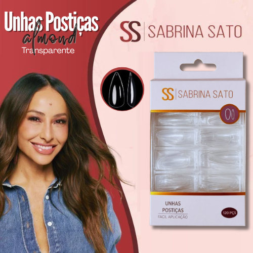 UNHAS POSTIÇAS ALMOND TRANSPARENTE C/120PÇS - SABRINA SATO
