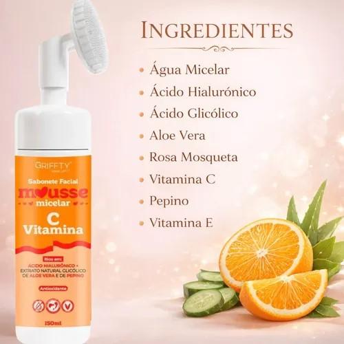 SABONETE MOUSSE MICELAR VITAMINA C 150ML - GRIFFTY