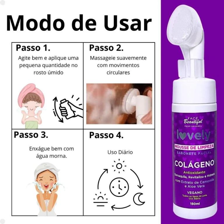 Mousse Facial de Limpeza Colágeno 150ml - FACE BEAUTIFUL