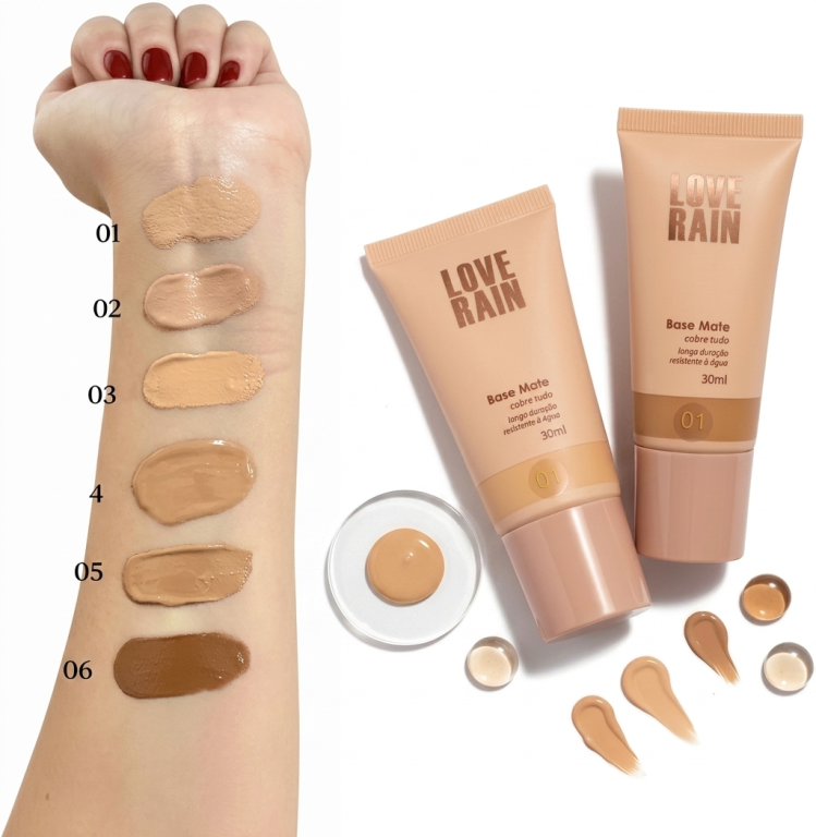 Base Matte Cobre Tudo à prova d'água 30ml - LOVE RAIN