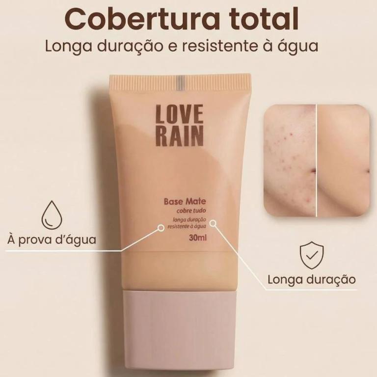Base Matte Cobre Tudo à prova d'água 30ml - LOVE RAIN