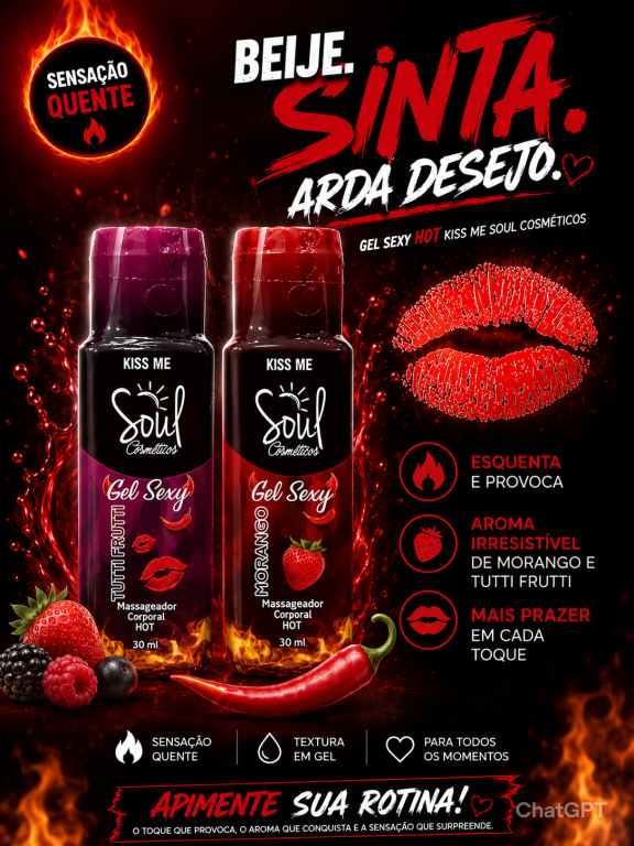 GEL SEXY HOT MORANGO 30ML – SOUL COSMETICOS