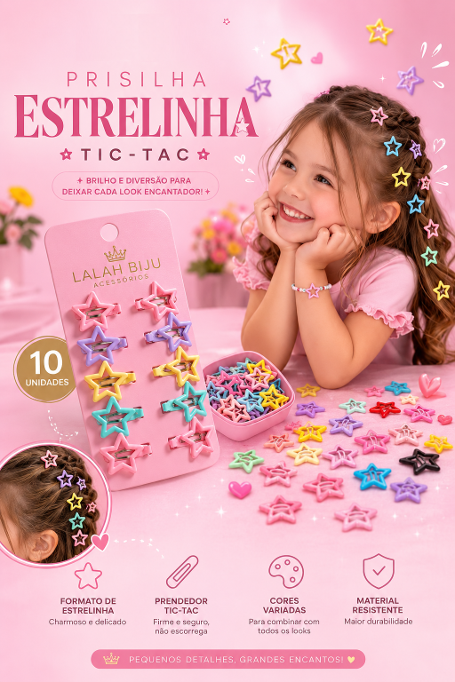 Kit Presilhas Tic-Tac Estrelinha e Trovão pct c/12und