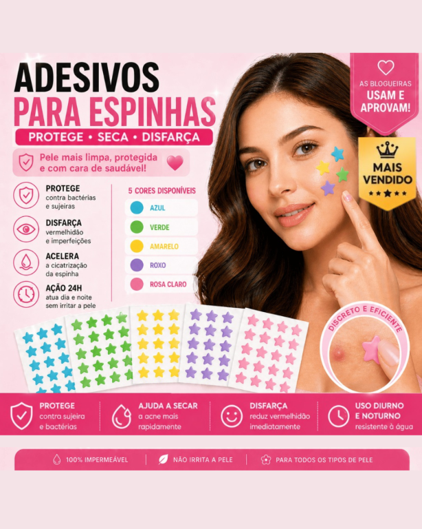 Adesivo Facial Estrela efeito Secativo para Acne