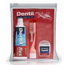 DENTIL KIT VIAGEM FLEX VERMELHO (CREME DENTAL+FIO 25M+ESCOVA)$