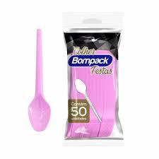COLHER SOBREMESA BOMPACK ROSA C/50 UN