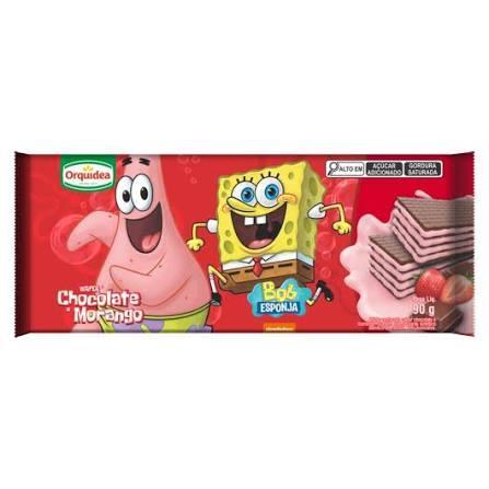 BISCOITO WAFER CHOCOLATE E MORANGO ORQUIDEA 90G (50UN)