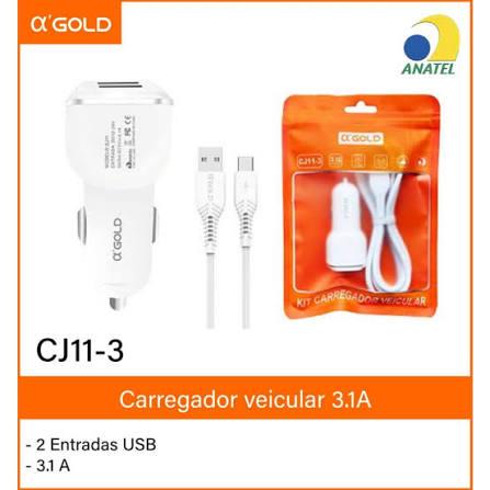CARREGADOR A,GOLD 3,1A CJ11-2 IOS