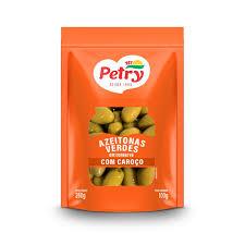 AZEITONAS VERDES EM CONSERVA COM CAROCO POUCH PETRY 100G