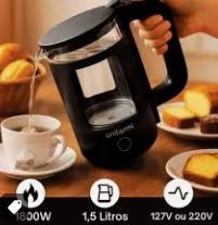 CHALEIRA ELETRICA MALI 1,5L PRETA 220V 6 PECAS