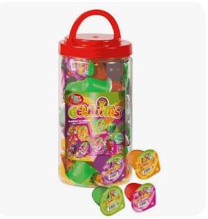 GELATINA  COPO GELATITAS  CX 12 POTES C/36 UNIDADES 15G LARANJA , MAÇA , MORANGO