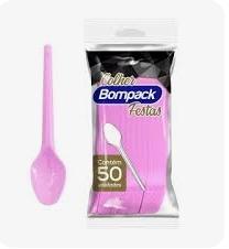 COLHER SOBREMESA BOMPACK ROSA C/50 UN