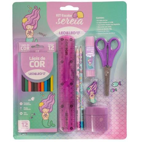 KIT ESCOLAR LAPIS DE COR + TESOURA + LAPIS +APONTADOR  UNI