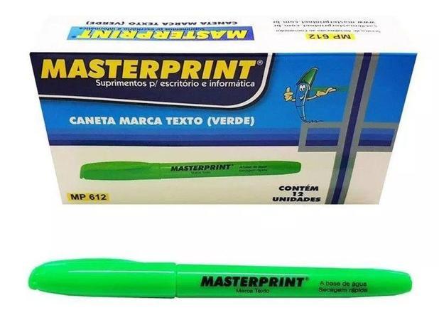 CANETA MARCA TEXTO VEDE FLORECENTE MP 612 CX 12 UNI