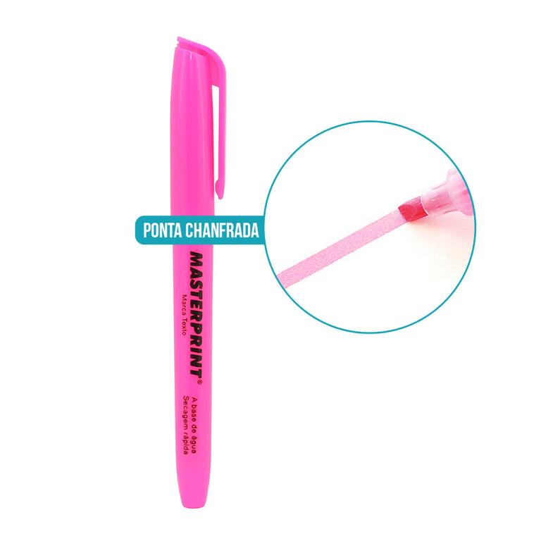 CANETA MARCA TEXTO ROSA FLORECENTE MP 612 CX 12 UNI
