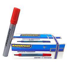CANETA MARCADOR PERMANENTE VERMELHO PONTA SEXTAVADA MP 615 CX 12 UNI