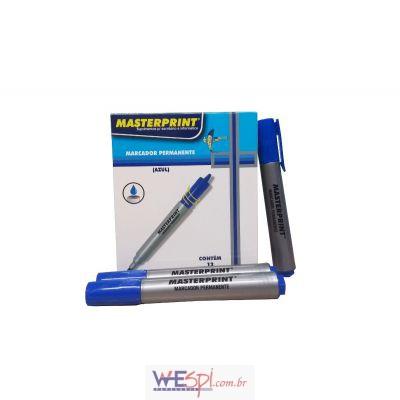 CANETA MARCADOR PERMANENTE AZUL PONTA SEXTAVADA MP 615 CX 12 UNI