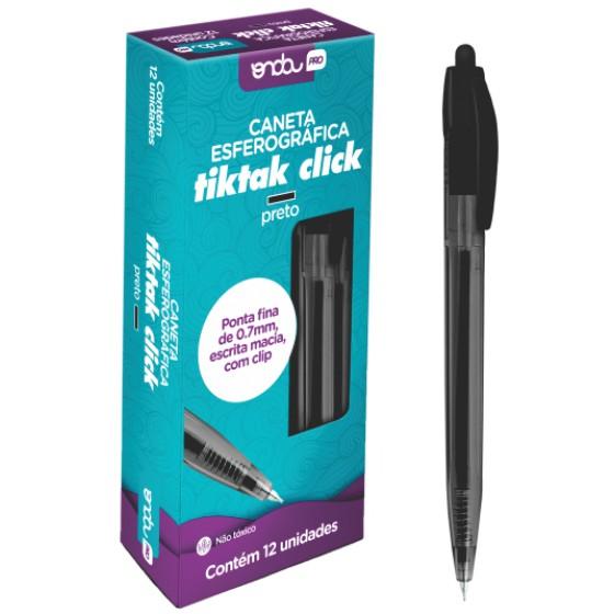 CANETA ESFREROGRAFICA TIKTAK PRETA 0.7 CX 12 UNI