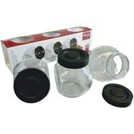 PORTA CONDIMENTO VIDRO 3 PEÇAS TAMPA PRETA VDA04116 UNI