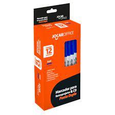 CANETA MARCADOR RETROPROJETOR  CD AZUL PONTA DUPLA CX 12 UNI