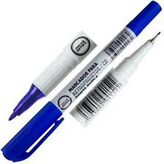 CANETA MARCADOR RETROPROJETOR  CD AZUL PONTA DUPLA CX 12 UNI