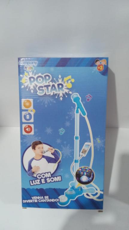 MICRIFONE COM PEDESTAL POP STAR AZUL  BRQ-0578