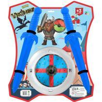 KIT VIKINGS 2 ESPADAS E 1 ESCUDO CARTELAO UNI