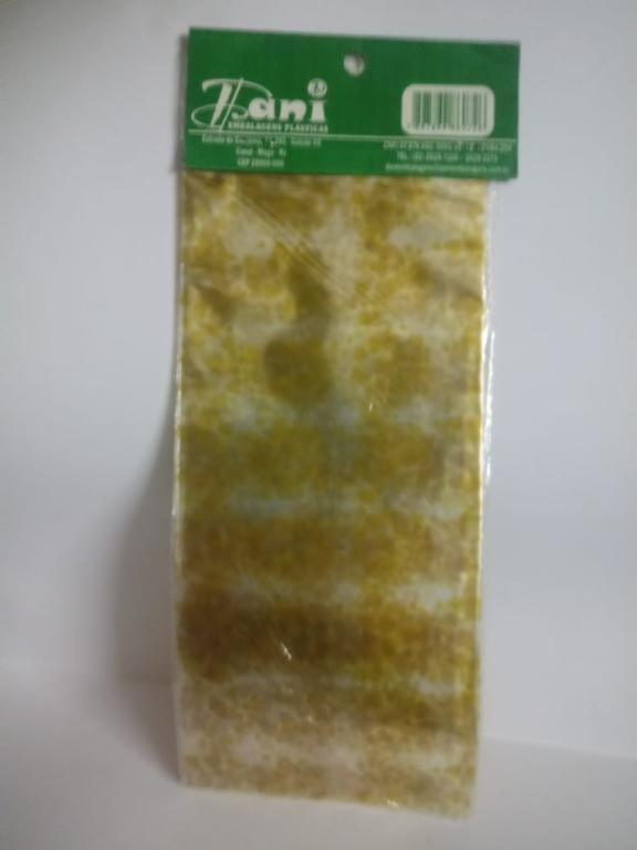 PAPEL CELOFANE TRANPA COM CORACAO DOURADO  1MT X 80 PTC 10