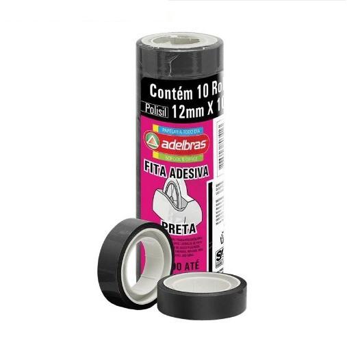 FITA DUREX PRETO 12x10MT PTC 10 UNI