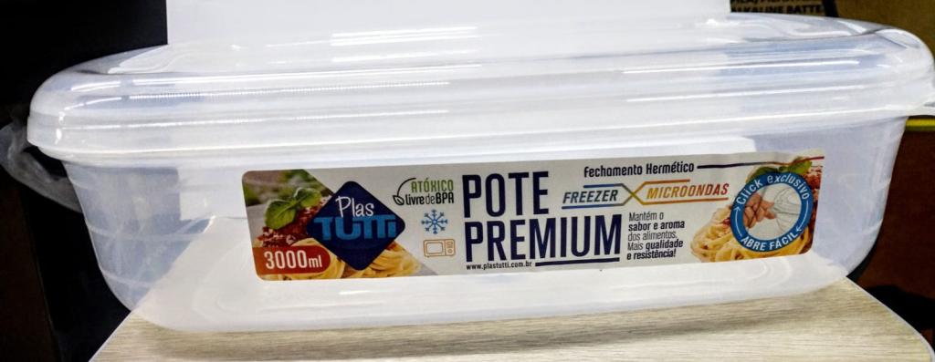 POTE RETANGULAR DURABILIDADE COR TRANSPARENTE 3000ML UNI