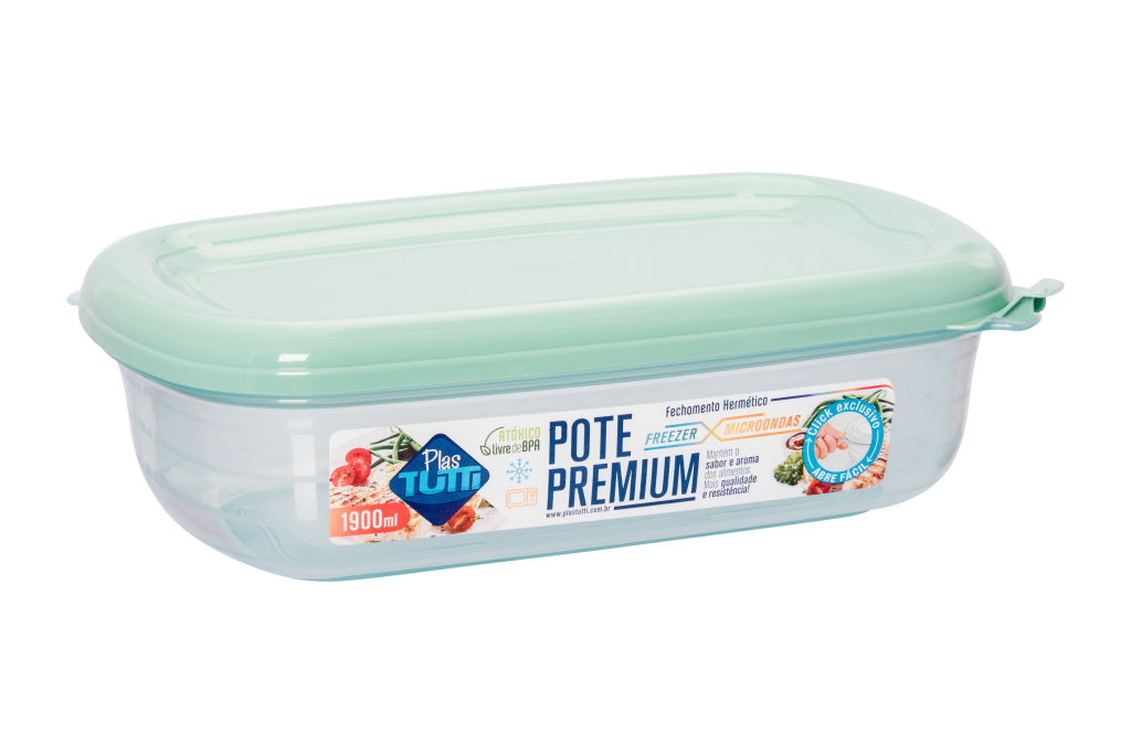 POTE RETANGULAR DURABILIDADE 1900ML COR VERDE UNI