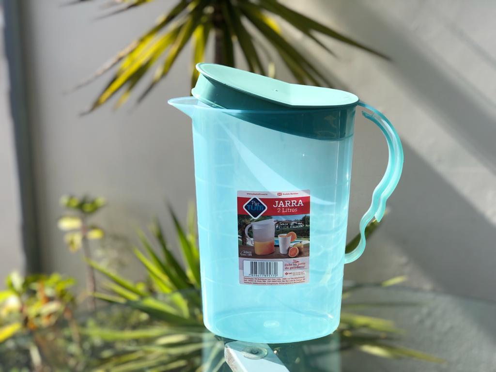 JARRA PLASTICA COM TAMPA  2 LITROS VERDE MENTA UNI