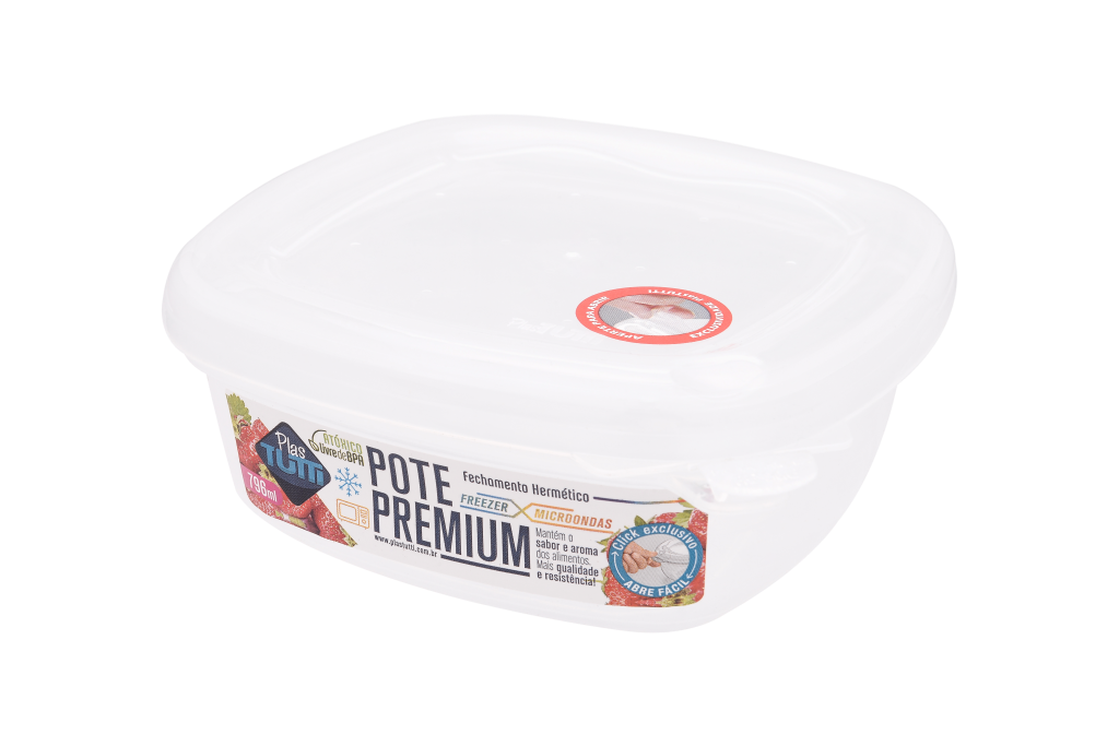 POTE QUADRADO PREMIUM 796 ML TRANSP UNI