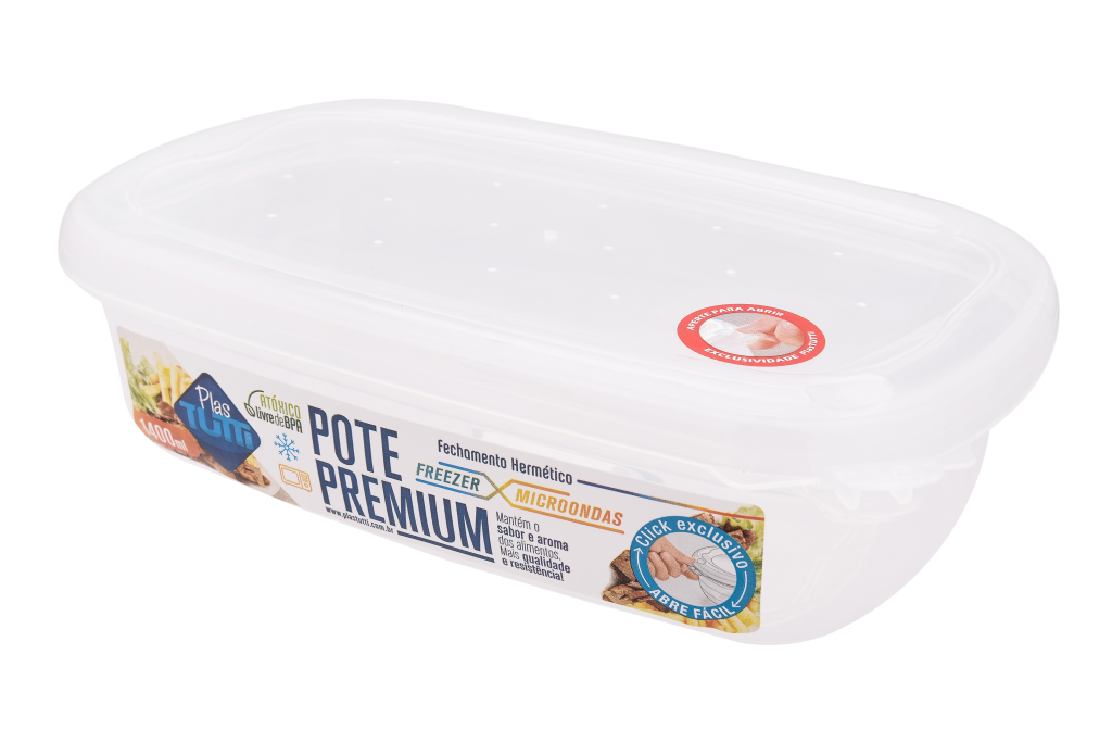 POTE RETANGULAR DURABILIDADE TRANSPARENTE 1400ML UNI