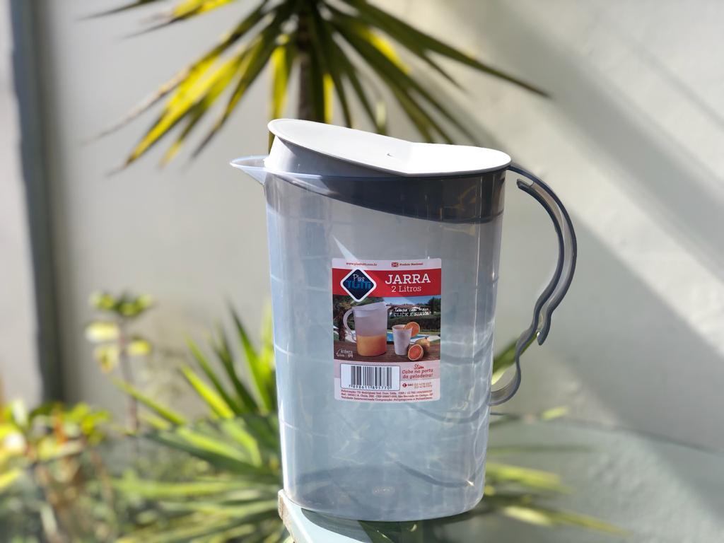 JARRA PLASTICA COM TAMPA  2 LITROS CINZA UNI