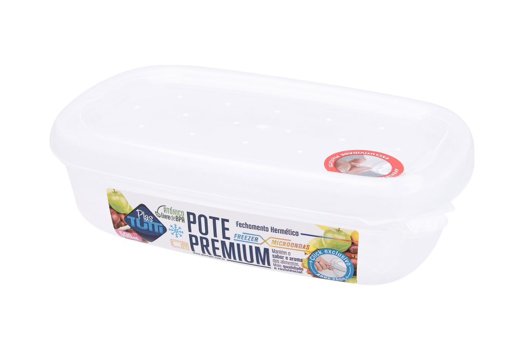 POTE RETANGULAR DURABILIDADE 500ML COR TRANSPARENTE UNI