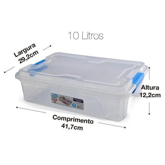 ORGANIZADOR COM TRAVAS  COR INCOLOR 10 LITROS REF 366 UNI