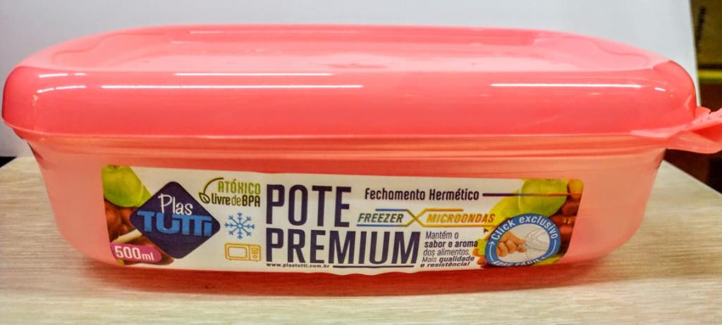 POTE RETANGULAR  DURABILIDADE 500ML COR CORAL UNI