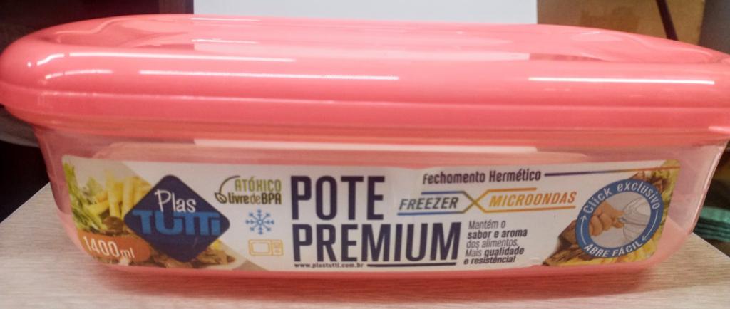 POTE RETANGULAR DURABILIDADE 1400ML COR CORAL UNI