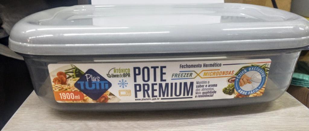 POTE RETANGULAR DURABILIDADE 1900ML COR CINZA UNI