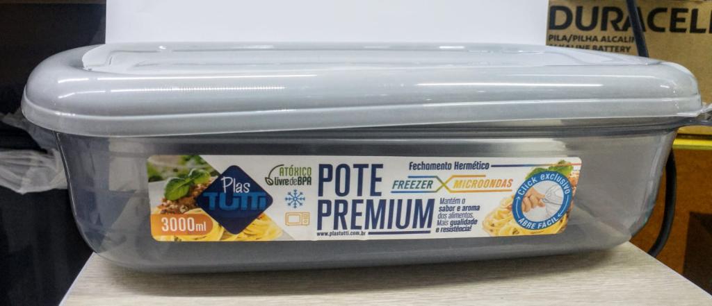POTE RETANGULAR DURABILIDADE 3000ML COR CINZA UNI