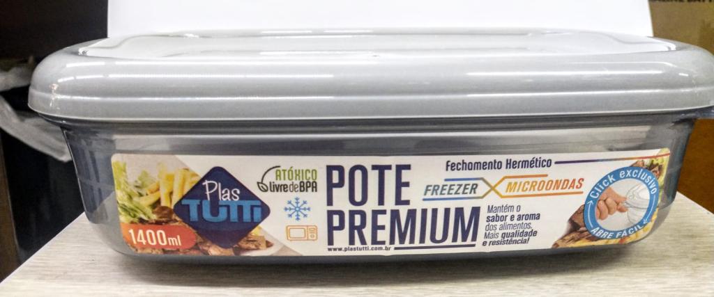 POTE RETANGULAR DURABILIDADE 1400ML COR CINZA UNI