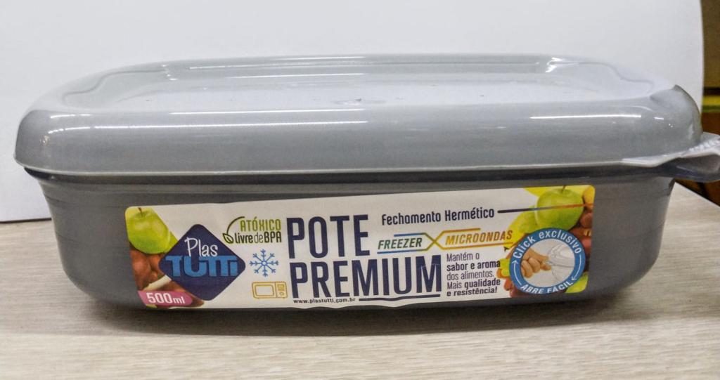 POTE RETANGULAR DURABILIDADE 500ML COR CINZA UNI