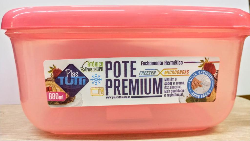 POTER RETANGULAR DURABILIDADE 880ML COR CORAL UNI